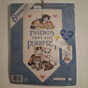 Dimensions 1998 Cross Stitch Kit Friends Make Life Purrfect Cat Kitten #72505
